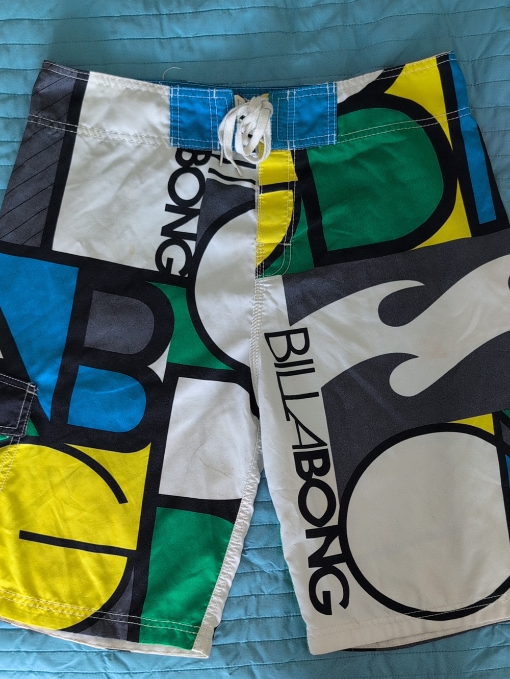 Billabong Multicolor Surf Board Shorts Blue Green/Yellow/Black/White